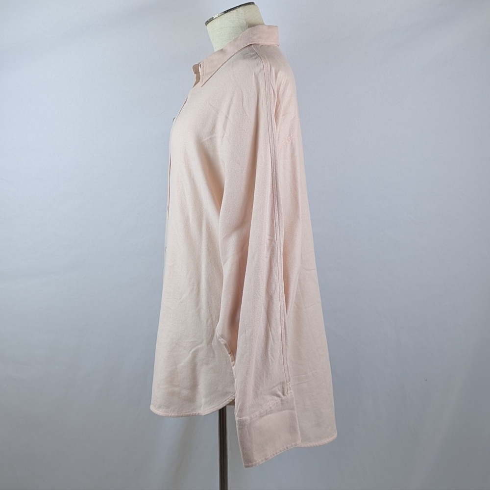Madewell Heathered Flannel Shirt Button Down Long Dolman Sleeves XL Pink NWT - Picture 8 of 15